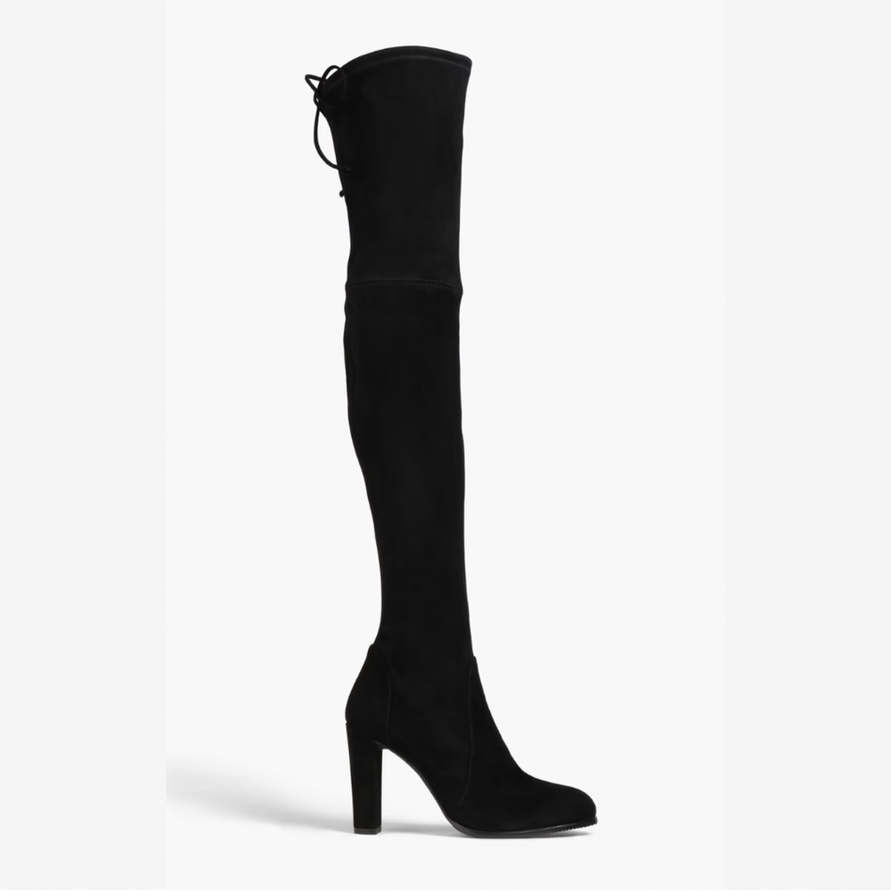 STUART WEITZMAN kirstie 90 black suede heeled boots